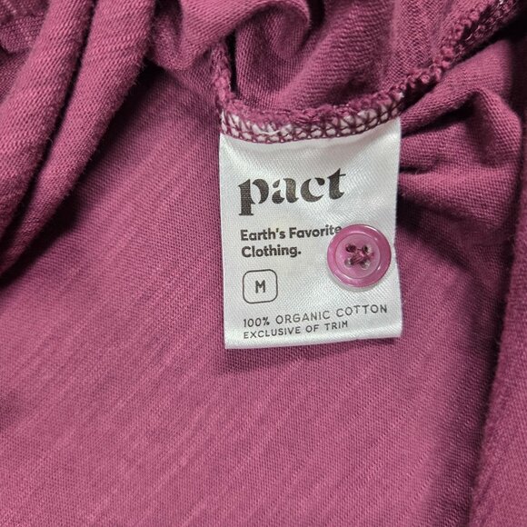 Pact Top Womens Medium Burgundy Organic Cotton Oversized Boxy Casual Button Up - Picture 3 of 7